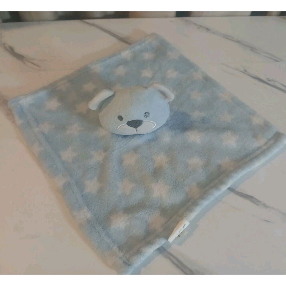 Swiggles Blue White Bear Stars Baby Security Blanket Lovey